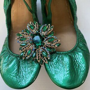 Tieks by Gavrieli Emerald Green with Limited Edition Jeweled Topper